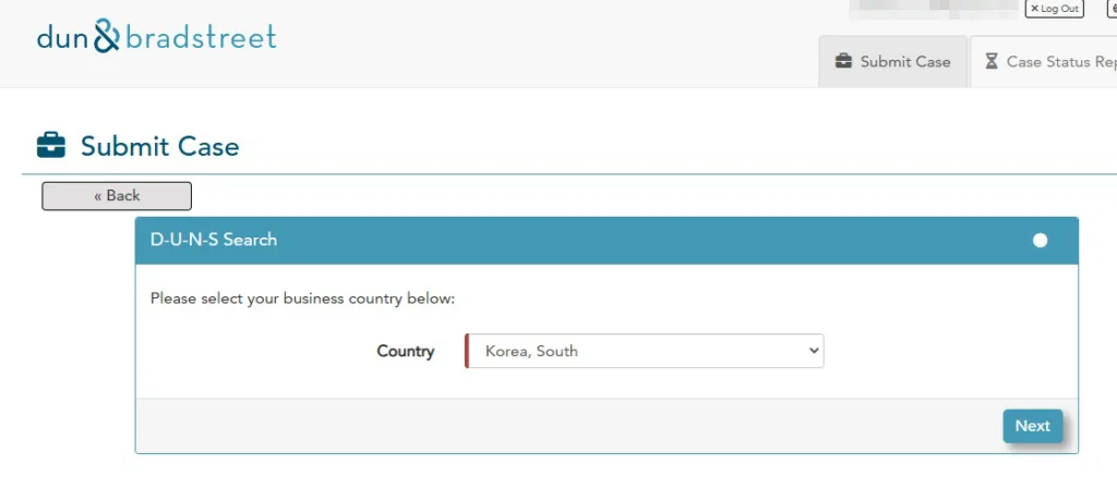 Business country 선택