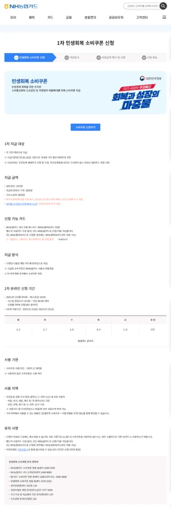 민생회복 소비쿠폰 신청 화면