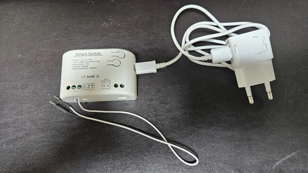 드라이컨택 배선 연결된 스마트 스위치(릴레이) 모습