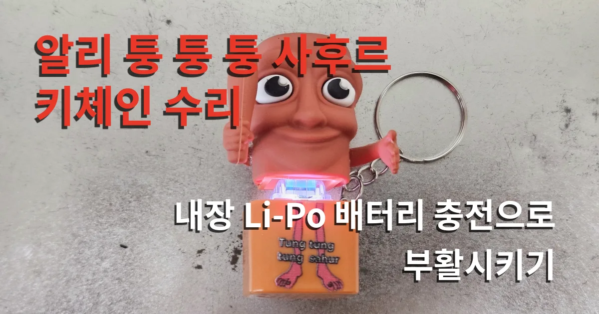 알리 퉁 퉁 퉁 사후르 키체인 수리 | 내장 Li-Po 배터리 충전으로 부활시키기