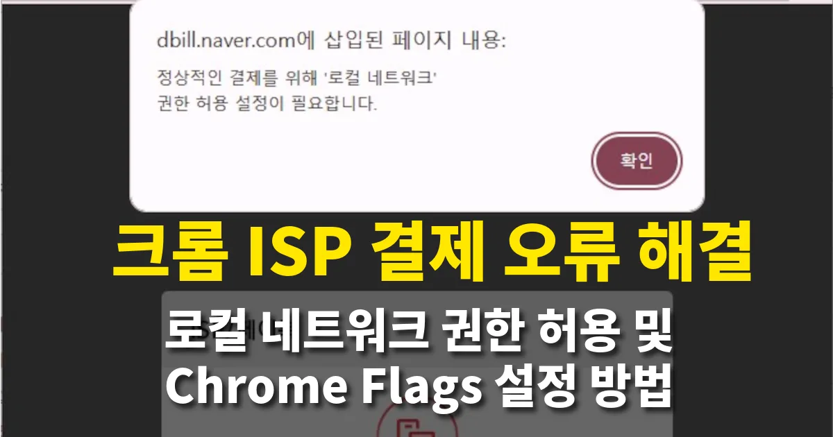 크롬 ISP 결제 오류 해결｜로컬 네트워크 권한 허용 및 Chrome Flags 설정 방법