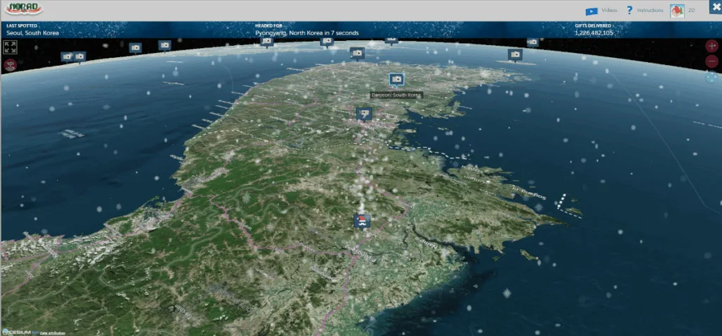 서울을 지나 평양으로 향하는 산타 할아버지