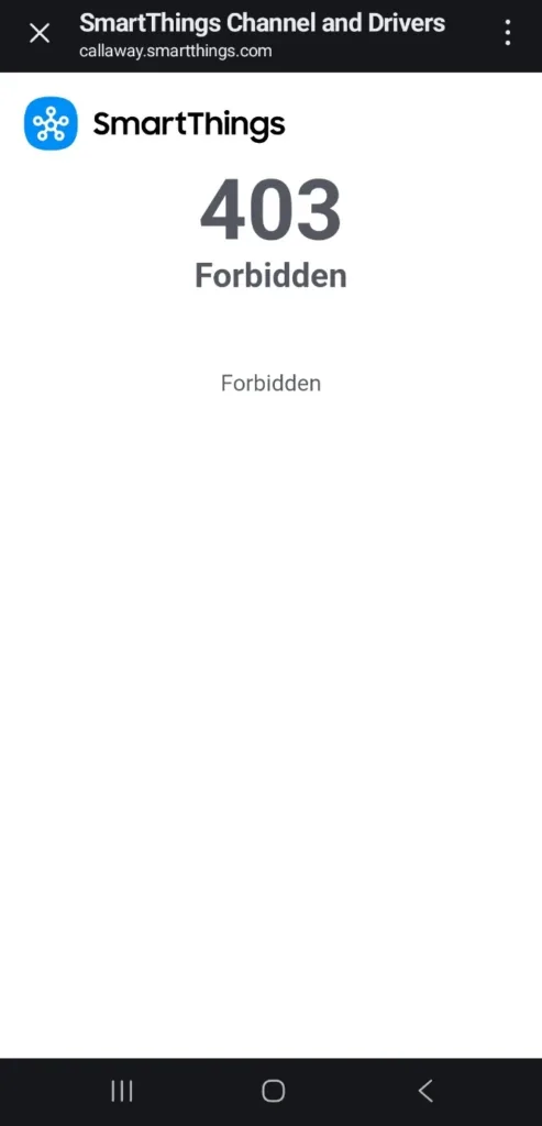 드라이버 초대링크로 접속을 시도하자 발생한 스마트싱스 403 Forbidden 오류