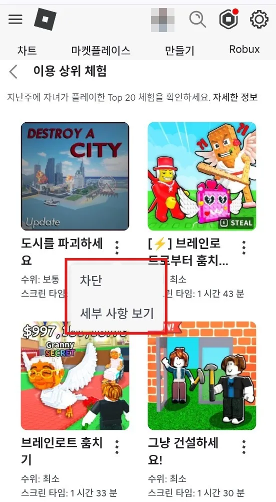 이용 상위 체험